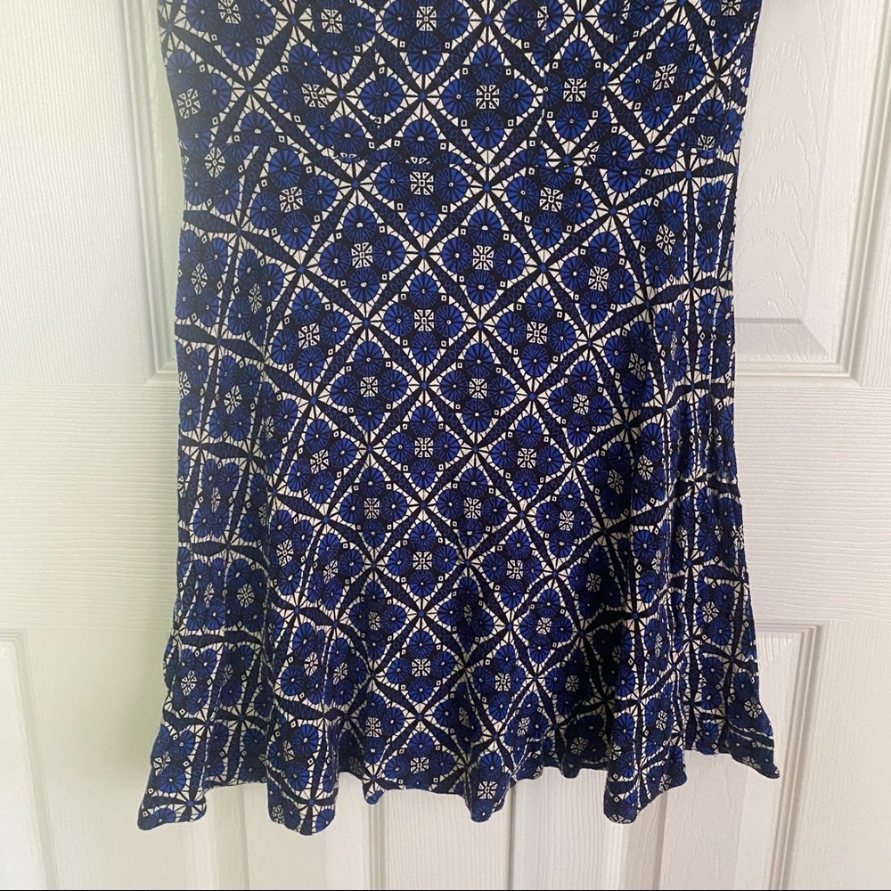 Free People Melody Print Mini Blue Shirt Collar Swing Babydoll Dress Size 0 - Picture 9 of 10